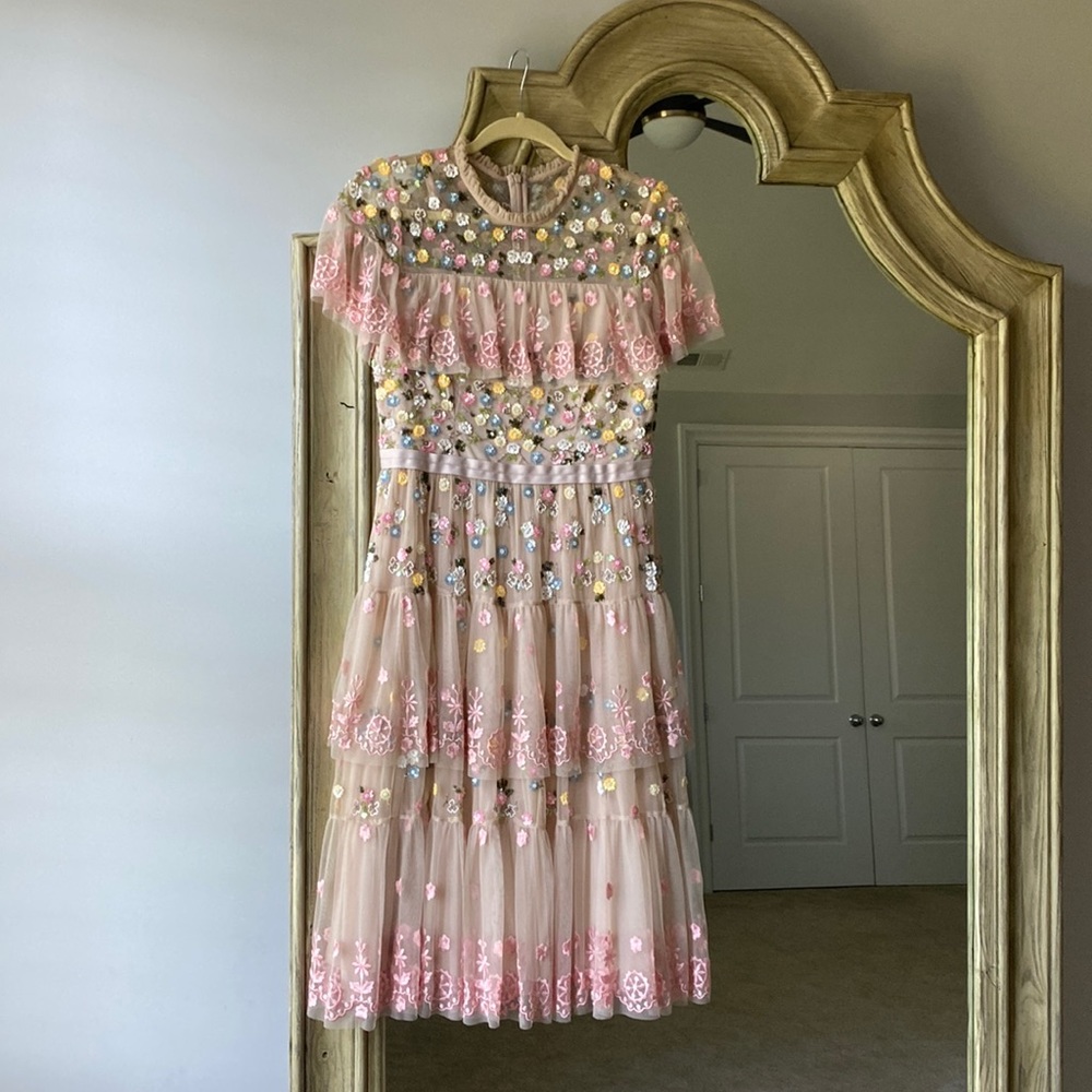 Embroidered pink dress